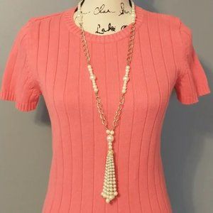 Faux Pearl Tassel Necklace